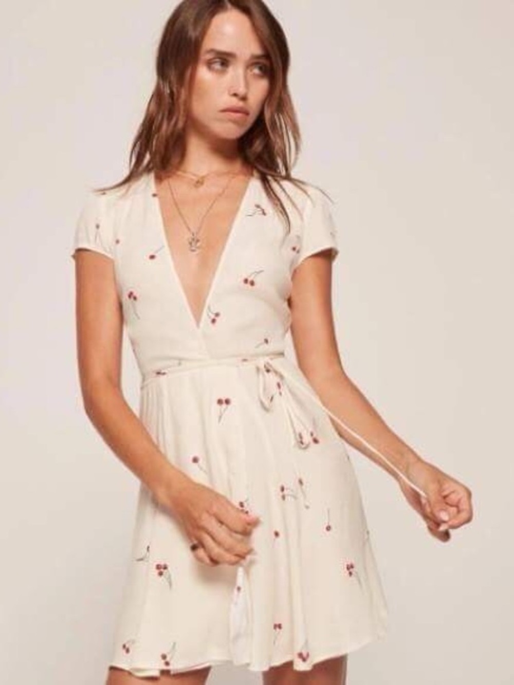 Reformation Raquel Dress Tart Cherry Wrap Mini Dress S